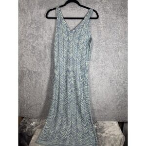 Madden NYC Knit Tank Dress Blue Chevron Sleeveless Summer Midi Dress M